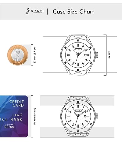 Sylvi Imperial Analog Watch for Men, Black Dial with 40mm Stainless Steel Case, Silicone Strap, 3 ATM 30m Water Resistant, Mineral Glass, Quartz Date Display, Slim Formal & Casual, 1 Year Warranty