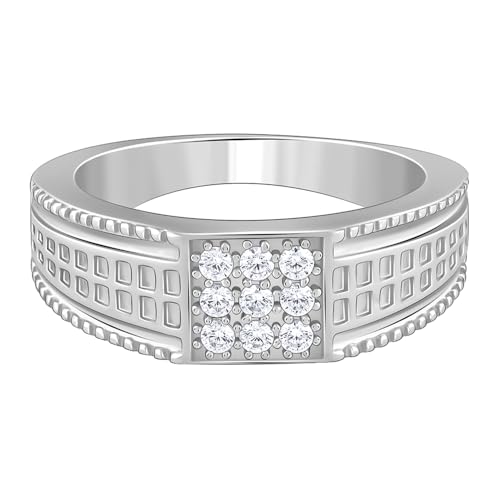 GIVA 925 Silver Lustrous Square Ring For Him, Fixed Size, Indian -17 | Gifts for Men and Boys | With Certificate of Authenticity and 925 Stamp | 6 Months Warranty