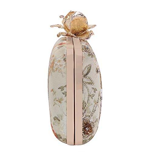 SWISNI Gold gorgeous handmade printed embroidery designer clutch II Women's Traditional Designer Clutch For Women & Girls II PRINTED EMBROIDERED CLUTCHES