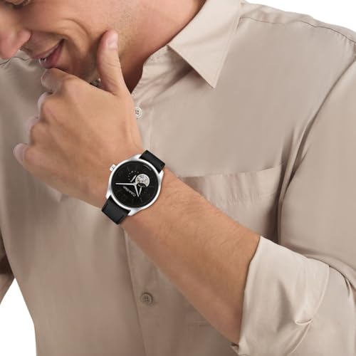 Calvin Klein Ck Esteem Mech-Automatic Black Round Dial Men's Watch|Leather Material|Multi Color Band - 25200388