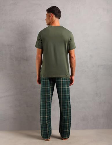 U.S. POLO ASSN.. Mens SS004 Solid Cotton Sleep Sets(SS004-PL_Olive/ Green_M)