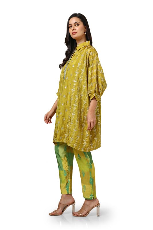 Soch Womens Green Viscose Blend Embroidered Co-Ord Set With Sequins