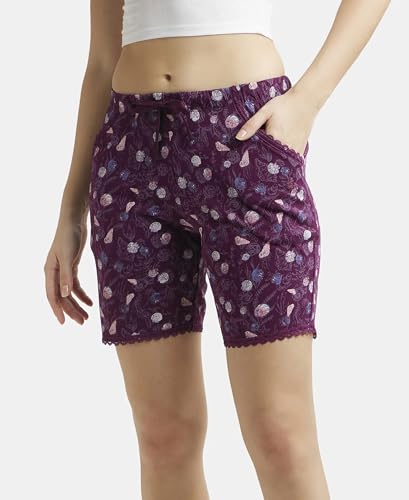 Jockey Women's Modal Shorts (RX10_Purple Wine_Large)