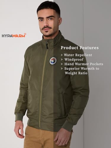 Wildcraft Men Sierra Solid Nylon Blend Collored Casual Quilted Jacket, Full Sleeve - Regular fit, Olive Green, M