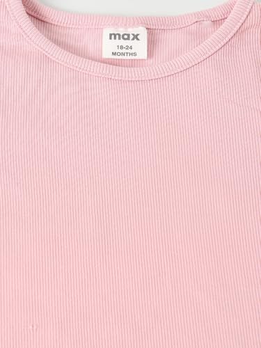 Max Girls Striped Pinafore Dress with T-Shirt (Pink_18-24 M)