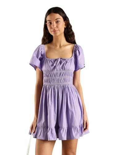 Cotton Square Neck Mini Dress