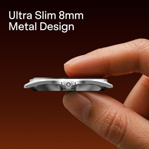 boAt Ultima Aeris 1.43" AMOLED Display, 1000 nits Brightness, Ultra Slim 8mm Metal Build, IP68, Auto HR & SpO2 Monitoring, Sleep & Stress Tracking, Stylish Smartwatch for Men & Women(Cool Grey)