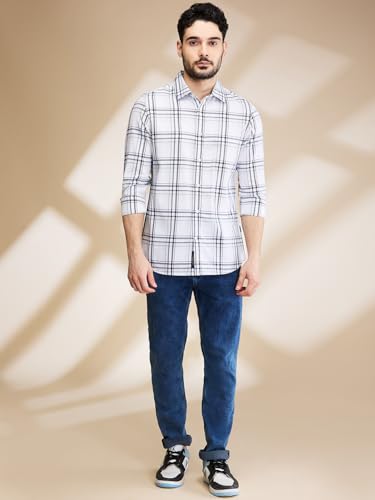 Being Human White Coloured Men Shirts (Size: L)-BHMLSLV24535-WHITE