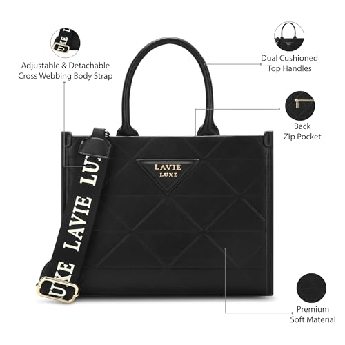 Lavie Luxe Mona25 Box Satchel Bag for Women | Satchel Handbag for Work | Ladies purse | Stylish Shoulder Bag | Gift for Women