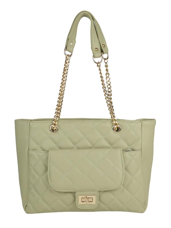 MINI WESST Women's Beautiful Green Solid PU Handheld Bag