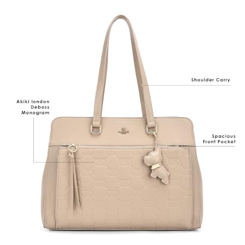 Akiki London Women's Ruskin Laptop Tote Handbag | Upto 15 Inch Laptop | Tote Bag for Work | Ladies Purse | Stylish Shoulder Bag | Gift for Women