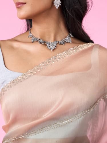 MOHEY Women's Organza Cutdana Work & Embellished Saree with Blouse Piece (Sea Green)