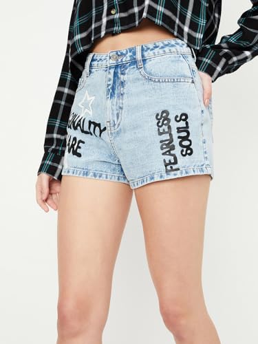 Max Women Printed Denim Shorts (ROMAN2DLIGHT Blue)_34