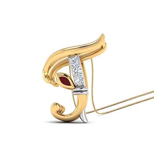 PC Jeweller The Initial T Ganesha 18KT Yellow Gold and Diamond Pendant