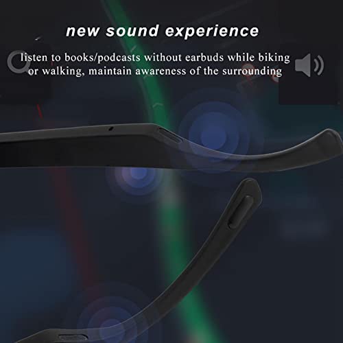 EXCLUZO Smart Glasses, Wireless Glasses HiFi Stereo Stylish Noise Cancellation IPX4 Waterproof Multifunction Prevents Blue Light for Meeting for Gaming