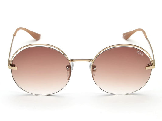 IDEE 100% UV protected sunglasses for Women | Size- Large | Shape- Round | Model- IDS2780C1SG (Shiny Light Gold)