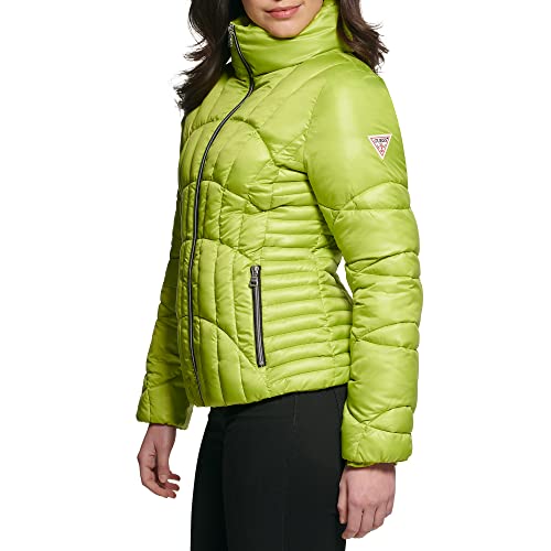 GUESS Women's Quilted Puffer Jacket, Lime, M