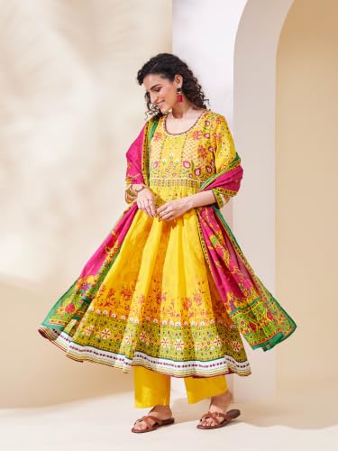 BIBA Cotton Printed Anarkali Semi_Formal Kurta Set