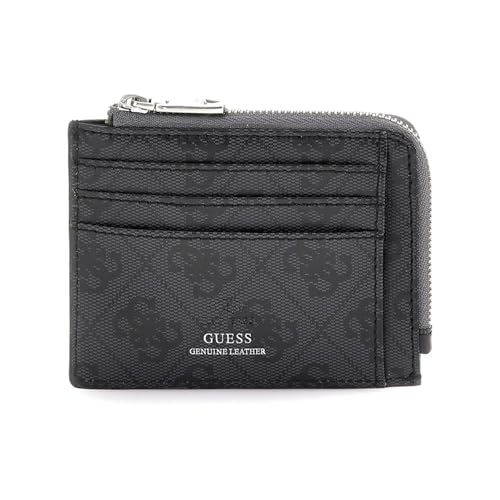 GUESS Black Monogram Leather Mito Card Case