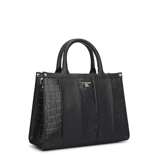 Da Milano Leather Satchel Bag for Women - Black (01742OL)
