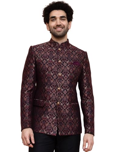 KISAH Men Maroon Ethnic Motifs Bandhgala, 38