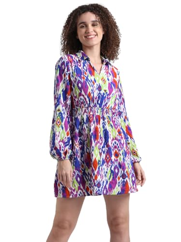 ONLY Women's Polyester Blend Classic Mini Dress (15333580-Princess Blue_Princess