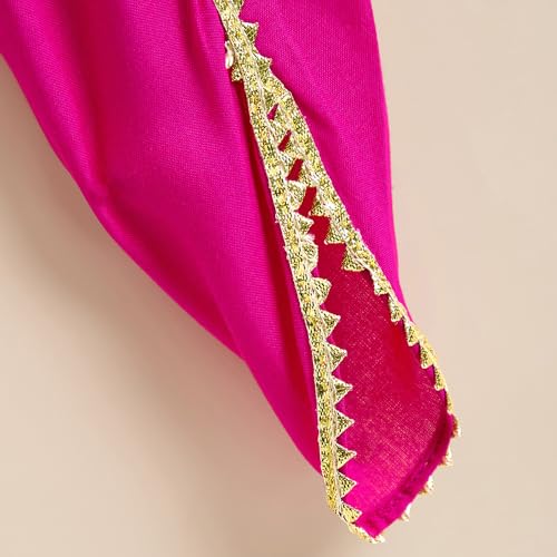 Hopscotch Girls Multi Sleeveless Lace Embellished Kurta And Dhoti For Ages(5-6 Years)