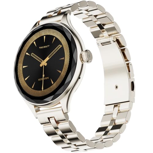 Fire-Boltt Phoenix Aura Women Smart Watch with 1.26” Diamond-Cut HD Display, Rotating Crown, Wireless Charging, Bluetooth Calling, Voice Assistant, 120+ Sports Modes - Silk Champagne