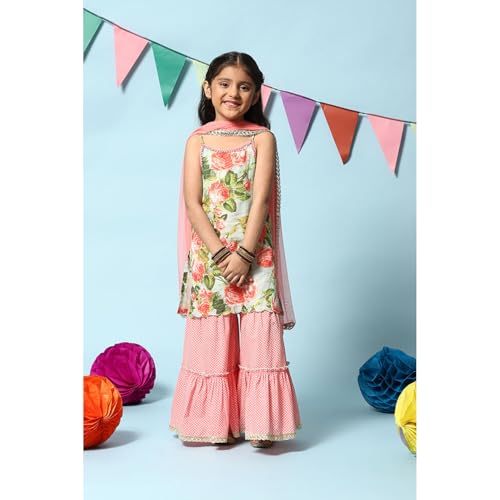 BIBA GIRL PRINTED A Line KID(KW4983_TURQUOISE_11)