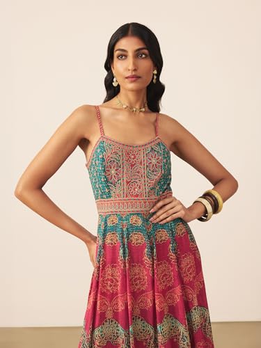 Ritu Kumar Teal Safflower Long Dress