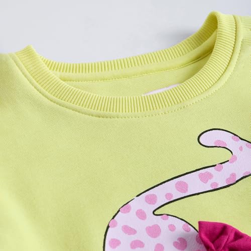 Hopscotch Girls Yellow Full Sleeves Bow Applique Kitty Ruffled Sweatshirt for Age (3-4 Years)
