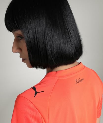 Puma Women's Regular Fit Jerseys (781081_Neon Sun-Black