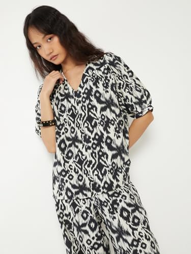 Max Women Printed Top(Black_XXL)