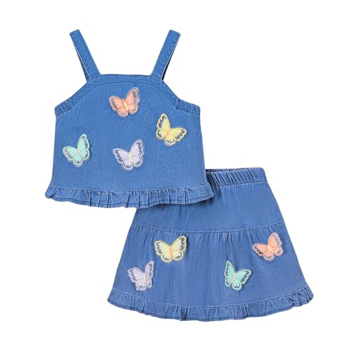 Hoscotch Girls Embellished Blue Sleeveless Skirt Set For Ages (4-5 Years)