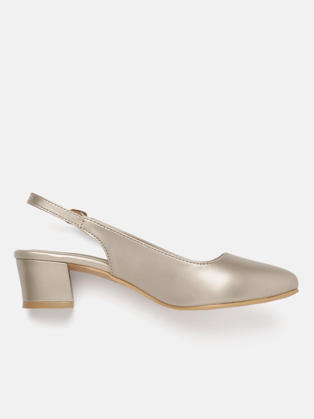 Marc Loire Women's Pointed Toe Block Heel Pumps for Office, Party and Formal Occasions (Gold, UK Footwear Size System, Adult, Women, Numeric, Medium, 5)