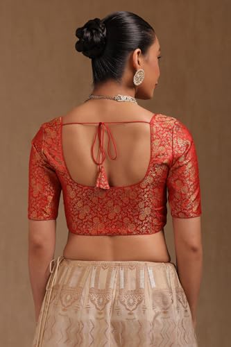 Soch Womens Red Tussar Floral Print Padded Blouse