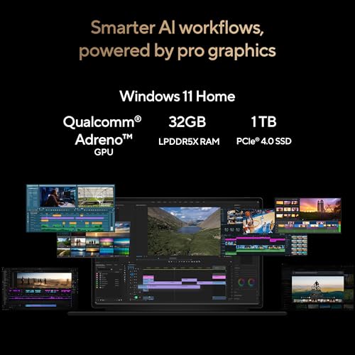 ASUS ProArt PZ14 (2026),Snapdragon® X2 Elite,Qualcomm Adreno iGPU,32GB/1TB,3K OLED,Touchscreen,14"(35.5 cm),144Hz,Win 11,M365 Basic(1Y),Office 24,Black,0.79 Kg,HT7407NA-SN024WS,Creator/Gaming Laptop