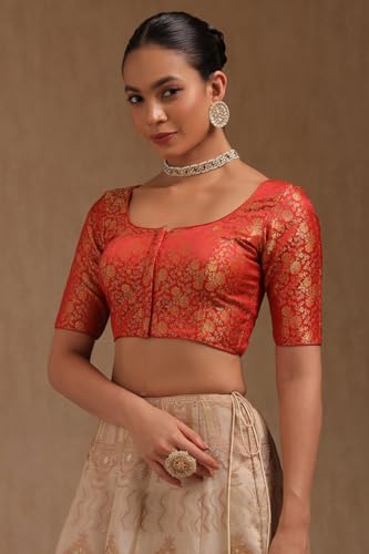 Soch Womens Red Tussar Floral Print Padded Blouse