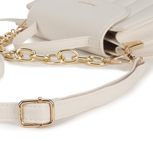 Fastrack White Stitchpop Sling | Quilted Faux-Leather Women’s Handbag | Sling with Dual Carry Options & Magnetic Closure