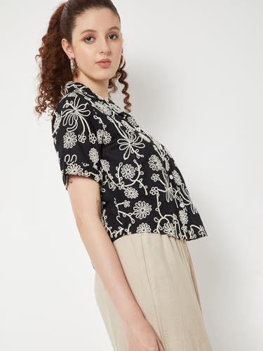 Max Women Embroidered Shirt (Black_XS)