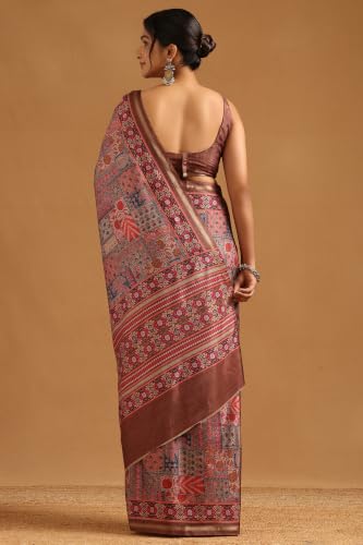 Soch Womens Red Art Silk Ethnic Motifs Saree
