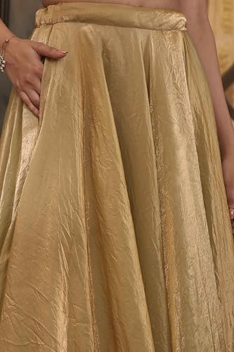 BIBA Women Gold Art Silk Regular Lehenga Set_38