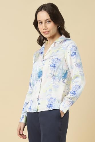 Allen Solly Women White Print Long Sleeves Shirt