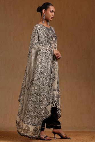 Soch Womens Cream Crepe Ethnic Motifs Salwar Suit With Stone Work