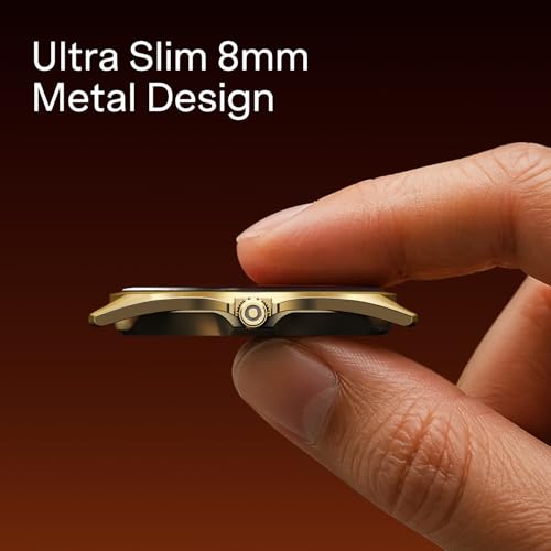 boAt Ultima Aeris 1.43" AMOLED Display, 1000 nits Brightness, Ultra Slim 8mm Metal Build, IP68, Auto HR & SpO2 Monitoring, Sleep & Stress Tracking, Stylish Smartwatch for Men & Women(Tan Brown)