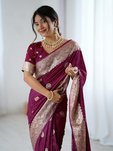 Satrani Women'S Silk Weaving Saree With Unstitched Blouse Piece (4612S6959N_Wine)