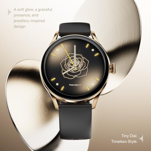 Fire-Boltt Glitz Women Smart Watch with 1.19” AMOLED Display, Bluetooth Calling, Rotating Crown, Always On Display, 1000 Nits Brightness, IP68 Waterproof Midnight Black