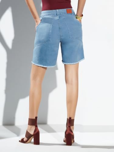 Miss Chase Women's White Regular High Rise Clean Look Regular Stretchable Denim Shorts (MCAW26DEN29-91-350-32, Baby Blue, 32)