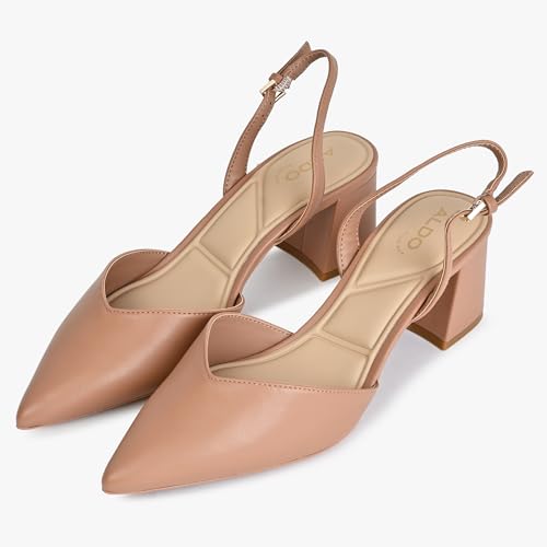 Aldo THERATHA-261-OTHER MEDIUM BEIGE Synthetic Pointy Toe Sling Back Block Heel Shoe (3)