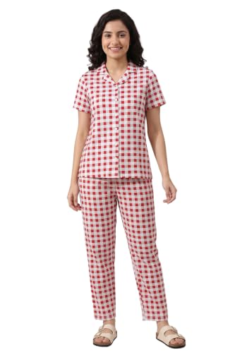 Zivame Knit Cotton Pyjama Set - Samba, XL